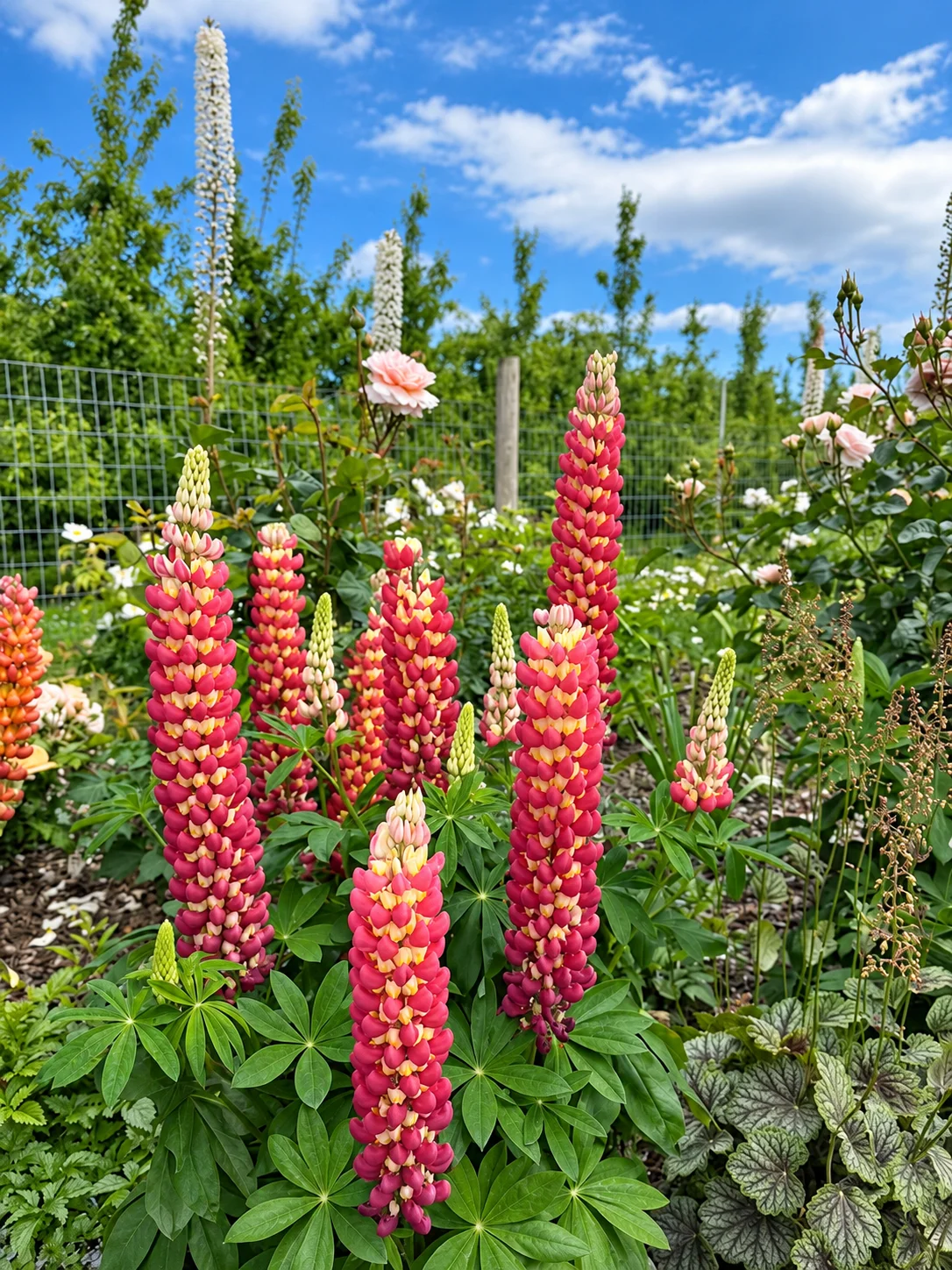 Pink lupines in bloom